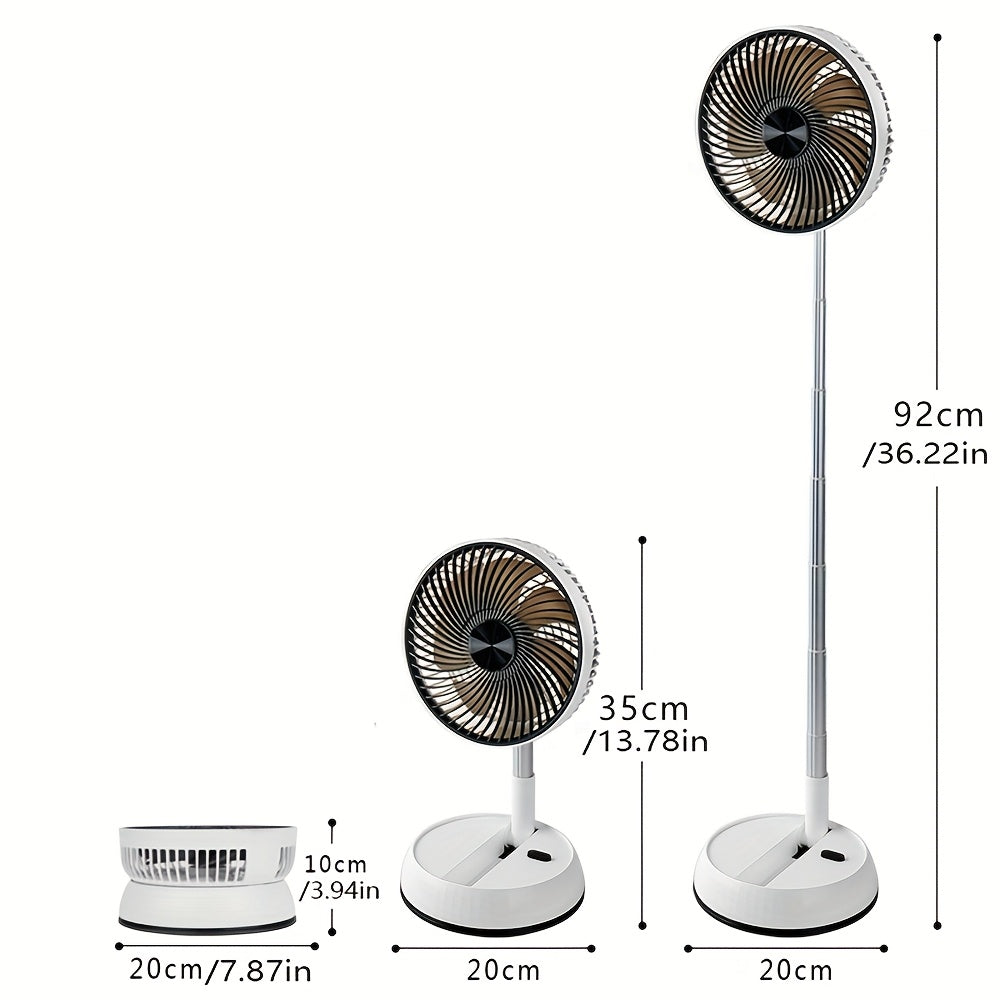 Portativ USB bilan quvvatlanadigan, yig'iladigan dizaynga ega fan, masofadan boshqarish pulti bilan, stol usti yoki pol uchun mos. Uy va sayohat uchun ideal, kichik o'lchamli, 8 dyuymli brushless motor va kuchli havo oqimi bilan