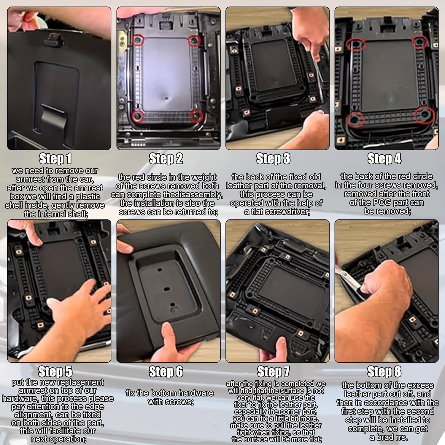 Car Center Console Armrest Cover Black PU Leather Replacement for Pickup Trucks