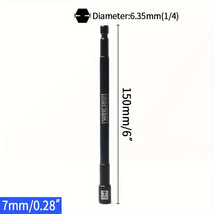 Magnetic Socket Set Black Chrome Vanadium Steel 150mm Extension