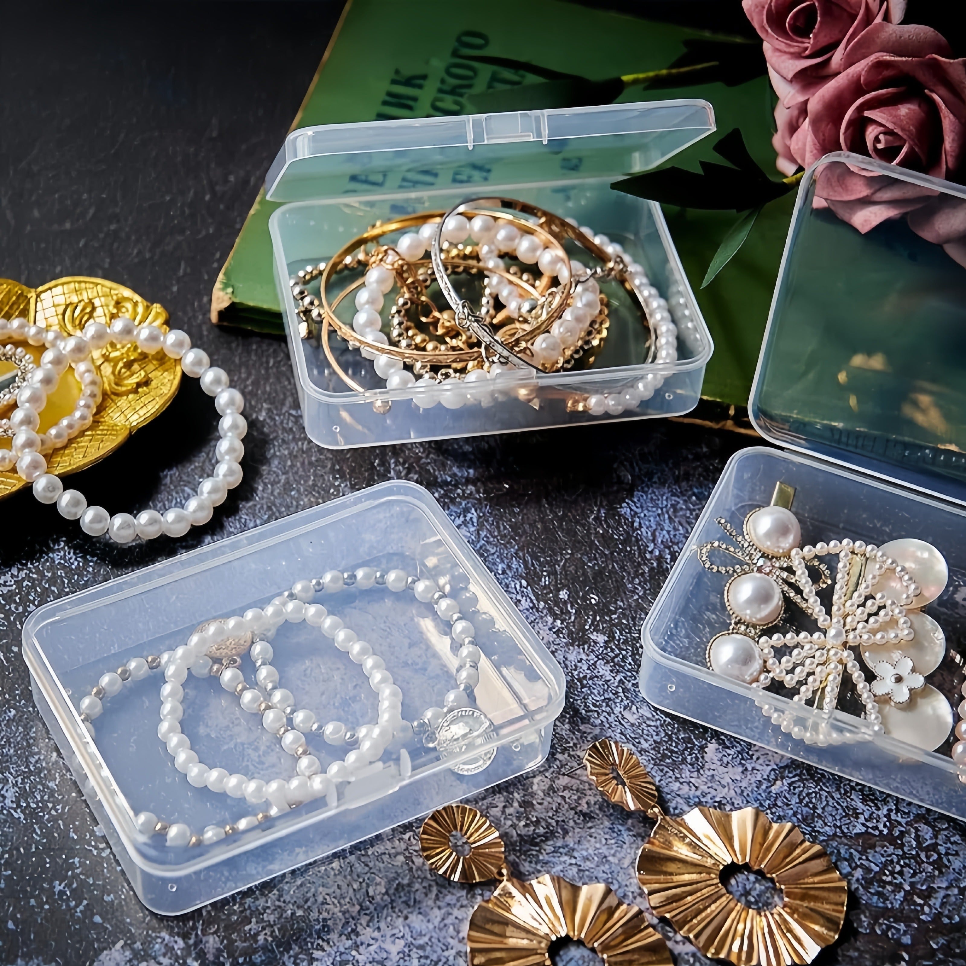 Clear Plastic Storage Boxes with Lids Set of 28 in 4 Sizes for Organization