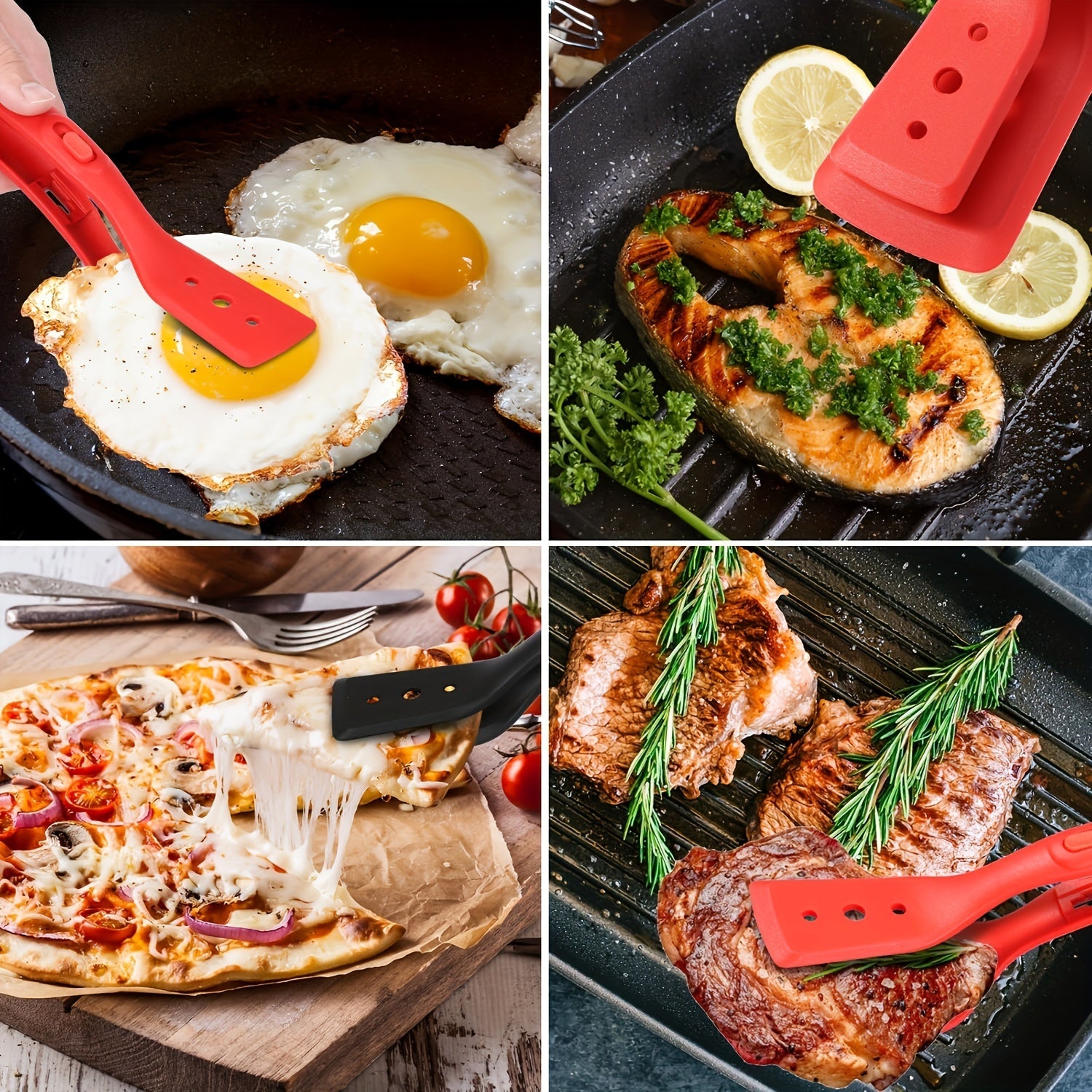 Многофункциональные кухонные щипцы из нержавеющей стали и силикона - прочные, термостойкие, регулируемые для барбекю, хлеба, рыбы, яиц, стейков, блинов и салатов - антипригарный кухонный инструмент