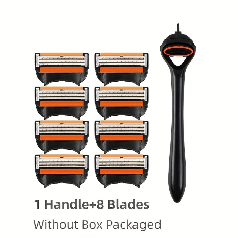 Men's Disposable Razor Set with Metal Blades, 1 Handle and 4, 8, or 12 Blades