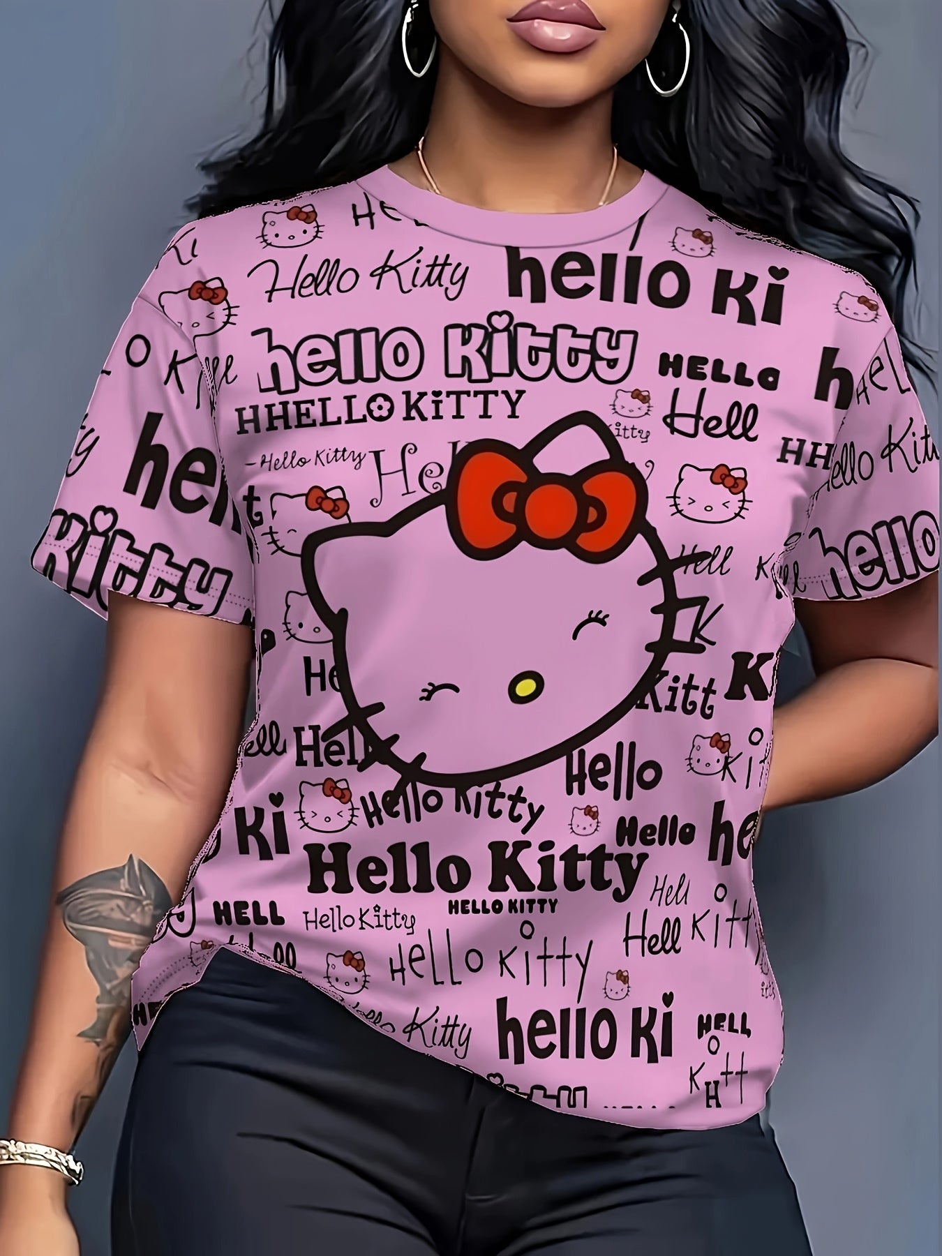 Plus Size Women's Graphic T-Shirt Soft Stretch Cotton Casual Top