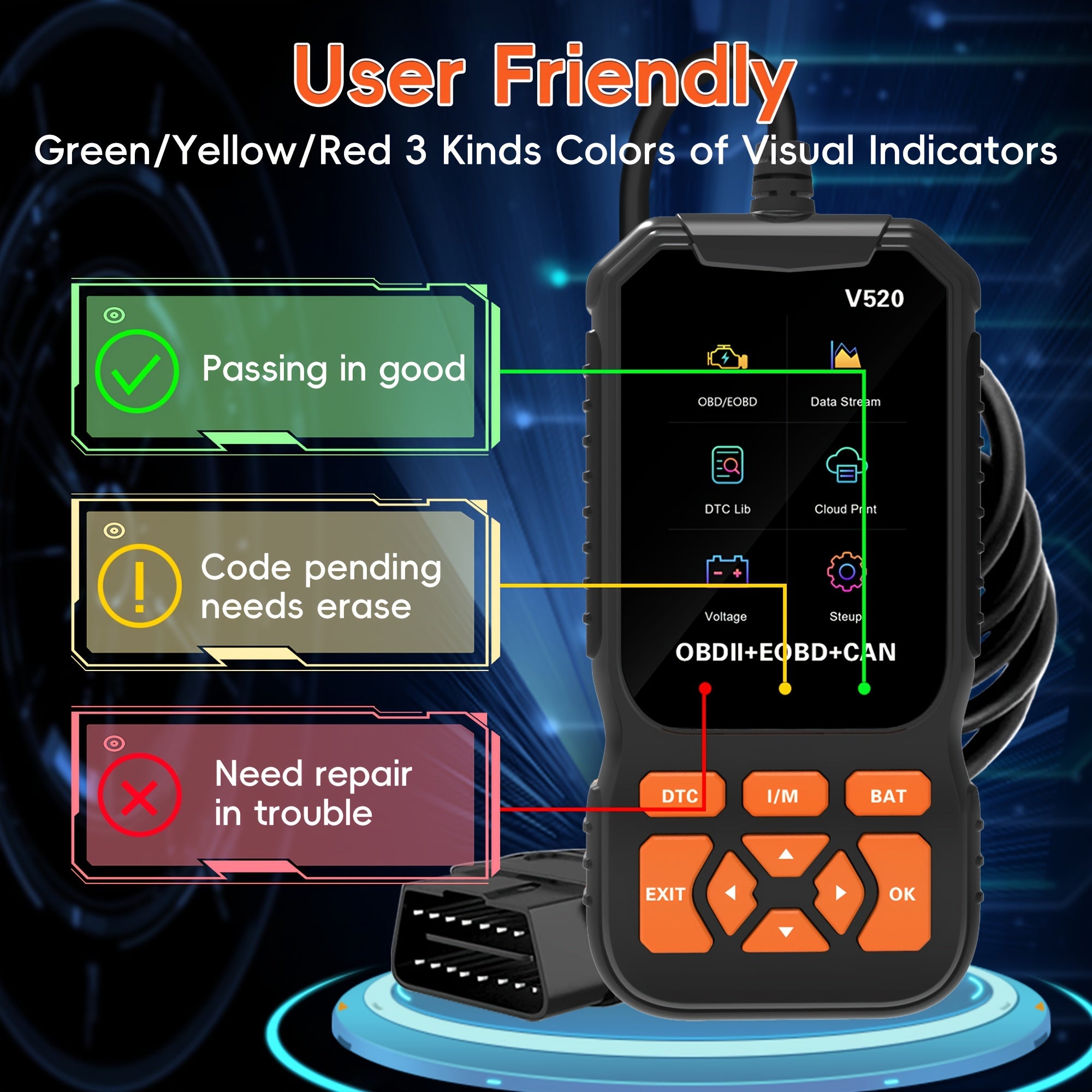 Herramienta de diagnóstico OBD2, lector de códigos para coche, revisión del motor, restablecimiento de la luz de advertencia