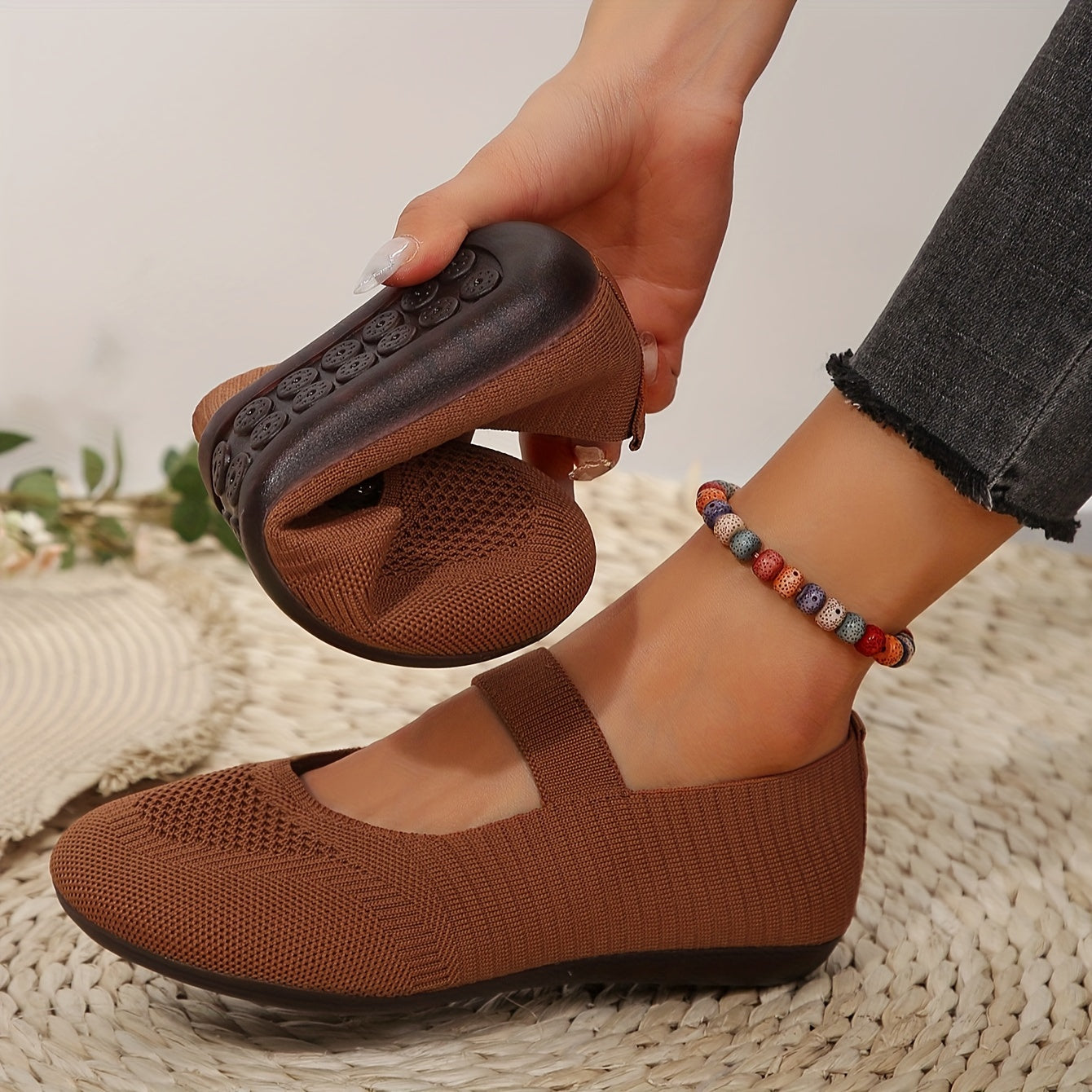 Zapatos planos sólidos transpirables para mujer, casuales, sin cordones, ligeros y cómodos