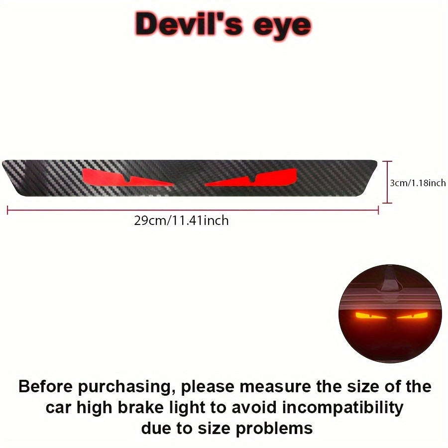 Monster Eyes Car Rear Light Sticker Cartoon Devil Eyes Carbon Fiber Pattern Night Projection