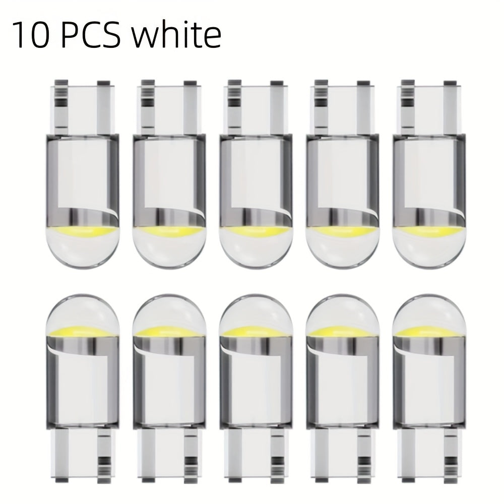 10 piezas de luces LED T10 para interior de coche, 12V, luz blanca brillante, base de cristal, bombillas automotrices