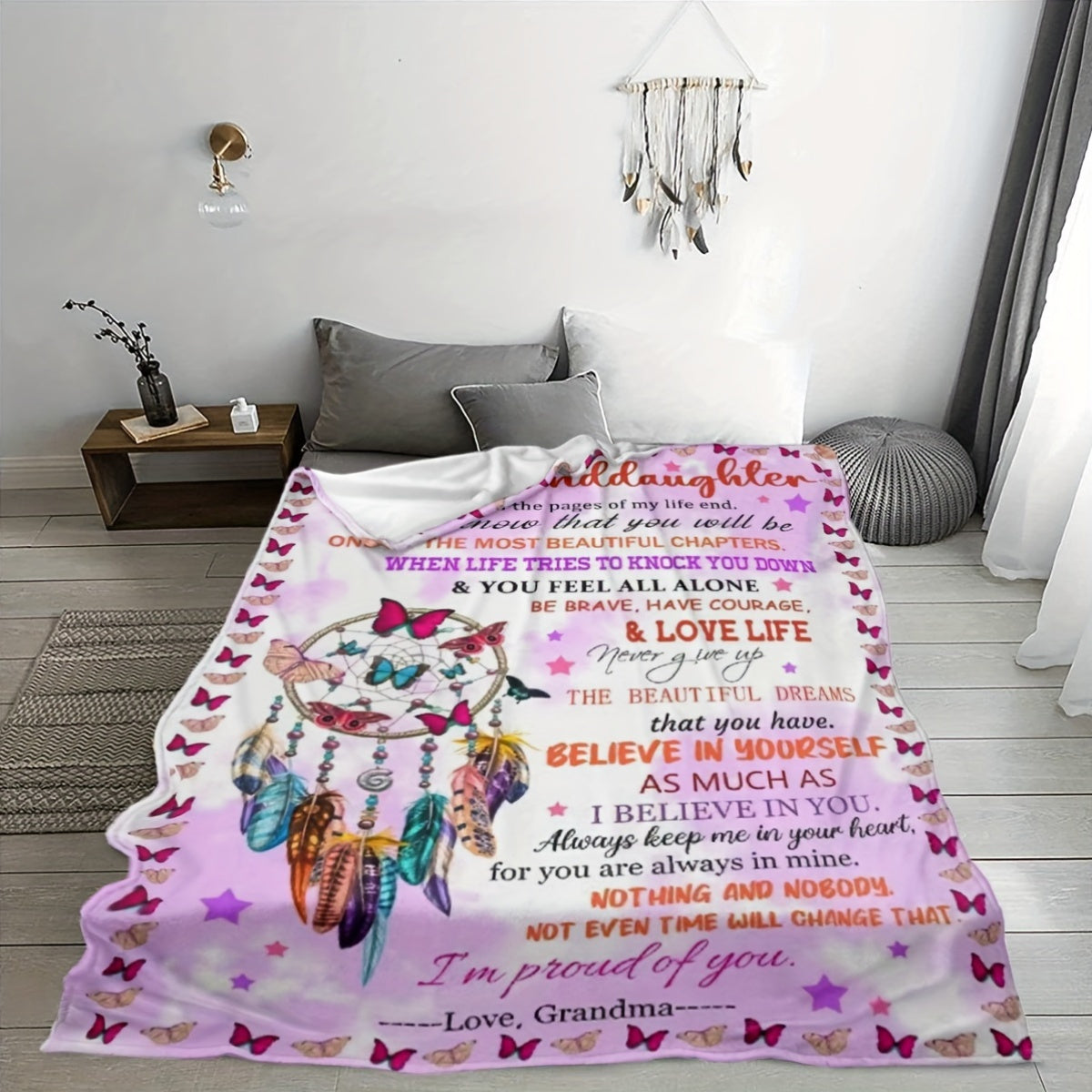 Lightweight Flannel Throw Blanket for Girls Soft Fleece Polyester Digital Print Cozy Bed Sofa Chair