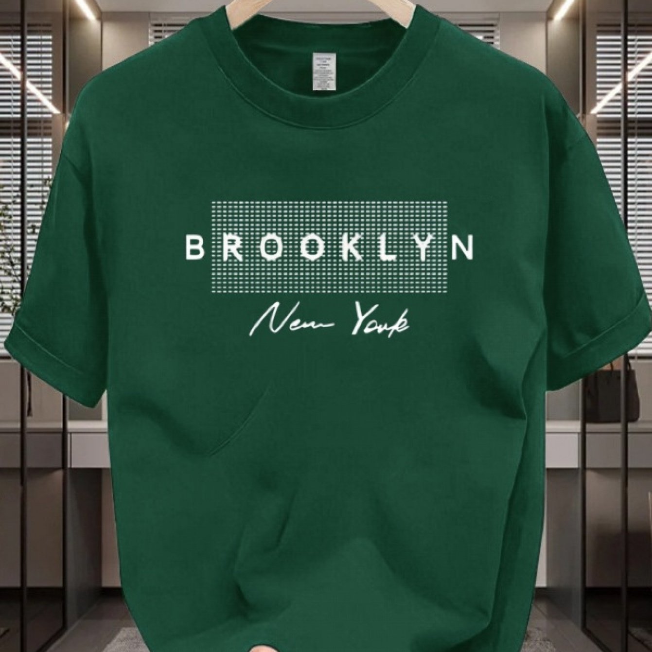 Men's Cotton T-Shirt with Brooklyn NYC Graphic Crew Neck Short Sleeve Casual All-Season