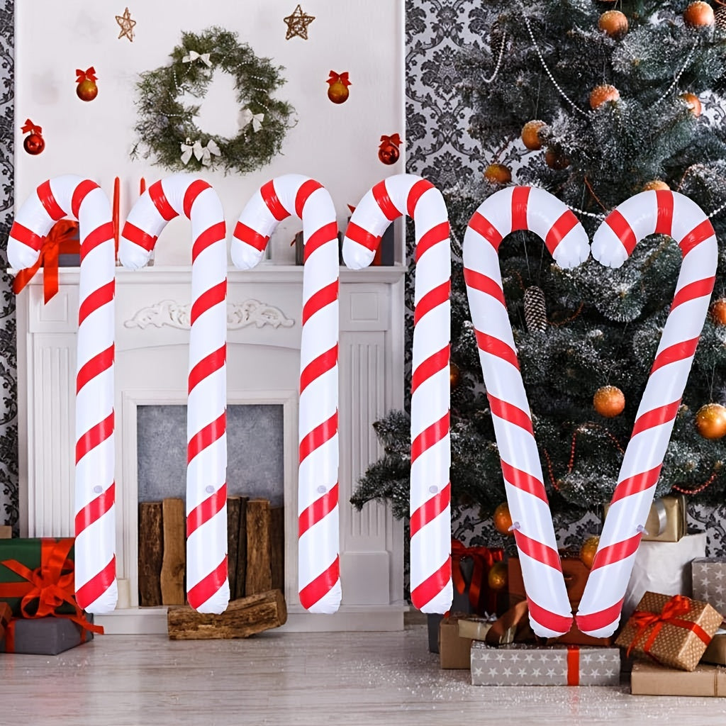 Set of 4 Inflatable Candy Canes Holiday Decor No Electricity Needed for Christmas and New Year