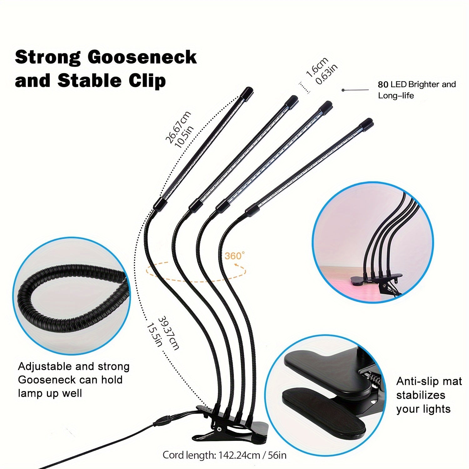 High-Intensity Full Spectrum LED Grow Light for Indoor Plants with Automatic Timer