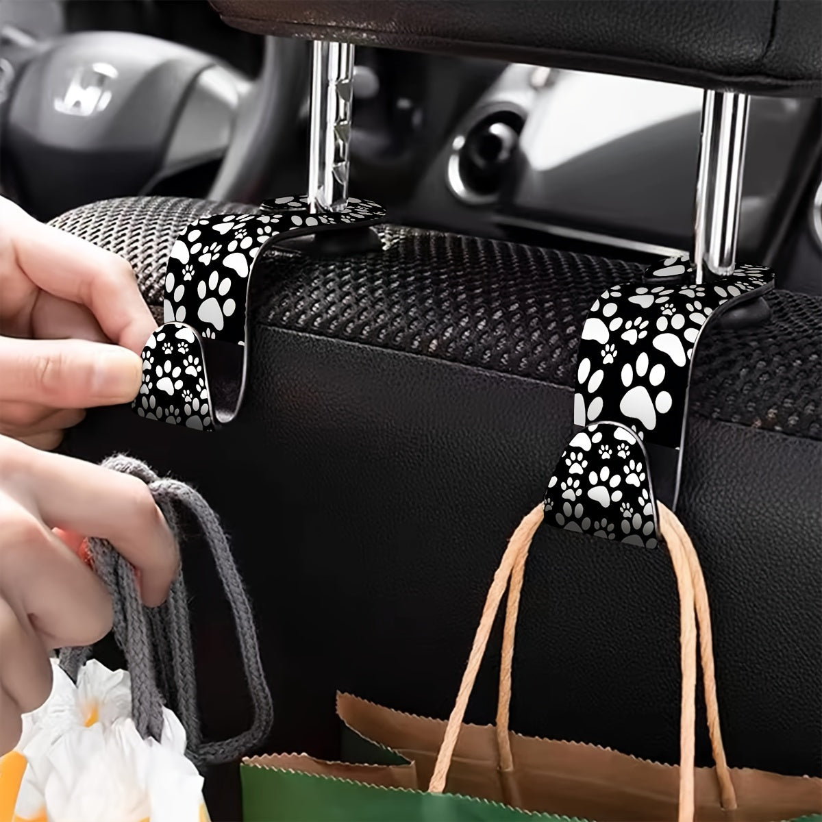 2 Pack Car Interior Hooks, Durable Plastic Rear Seat Hanging Storage