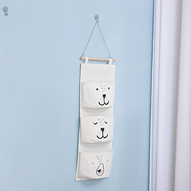 Cartoon Bear Wall Organizer with Plastic Over-the-Door Pockets for Bedroom Bathroom Kitchen