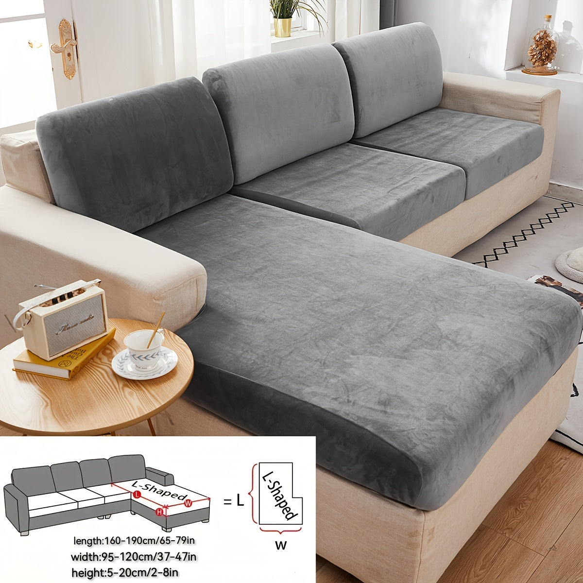 Velvet divan qopqog'i qishda issiqlik, changga chidamli, elastik, to'liq qamrov, sirpanishga qarshi, mushuk chizishiga chidamli