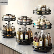 Round 3-Tier Rotating Storage Rack for Kitchen and Bathroom Organizer
