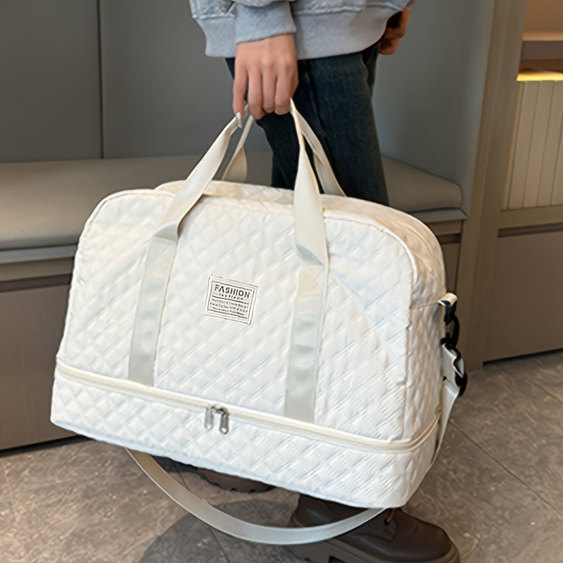 1 dona Ayollar uchun Nylon Sayohat Sumkasi - Yengil va Katta Hajmli, Qo'lga olib yurish yoki Krossbody sifatida ishlatilishi mumkin, Qisqa masofali sayohat uchun fermuarlı.