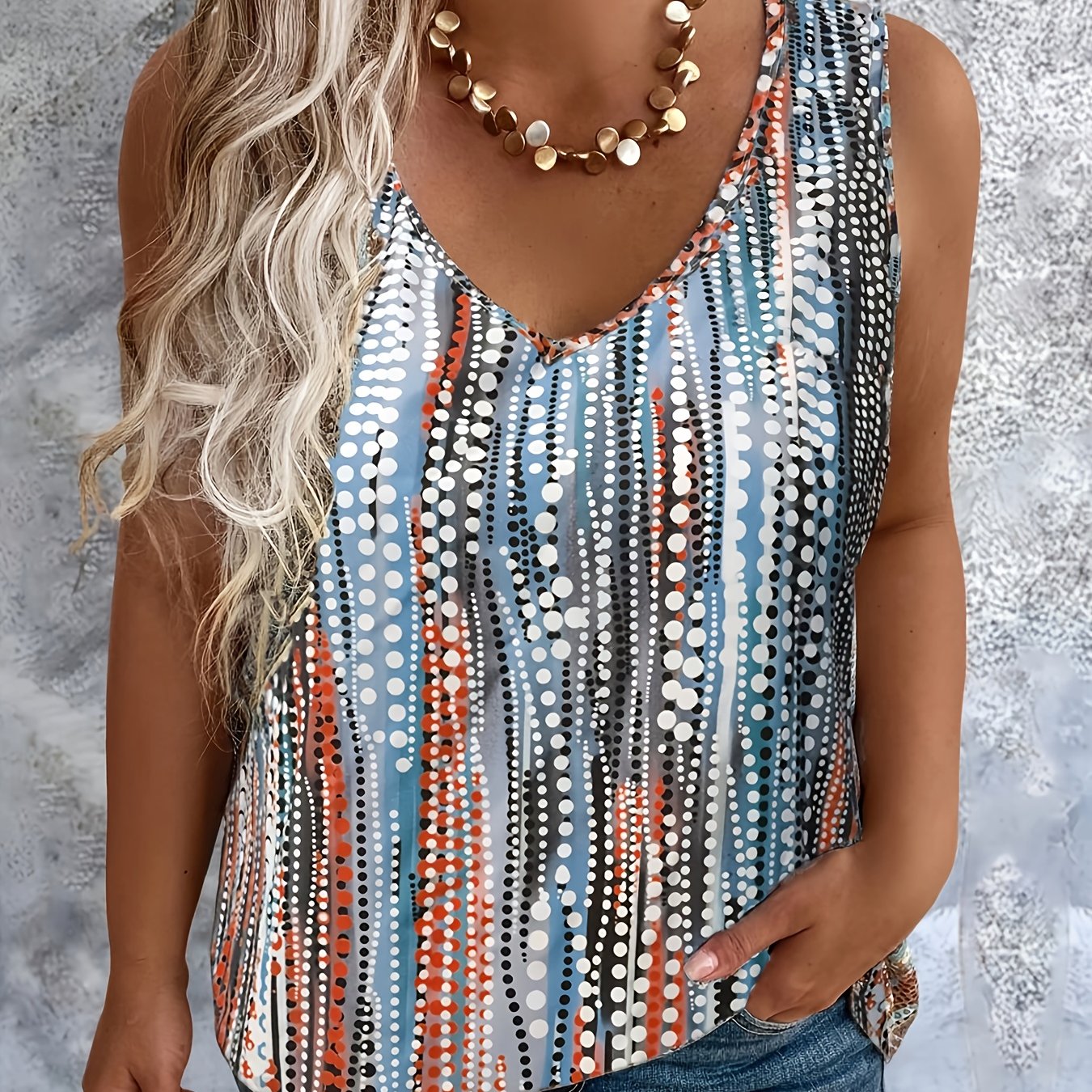 Женский жилет большого размера с мультицветным дизайном для повседневного летнего стиля