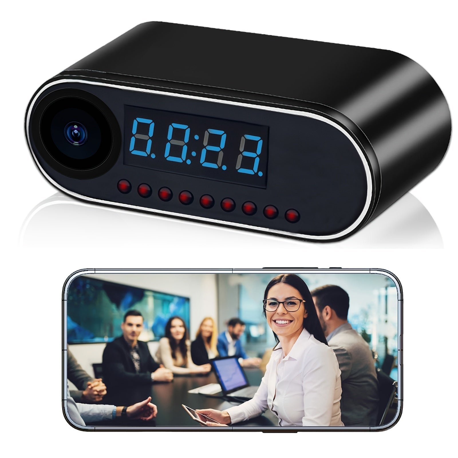 Mini Camera Clock HD 1080P WiFi Night Vision Wide-Angle Home Security with 64GB Memory