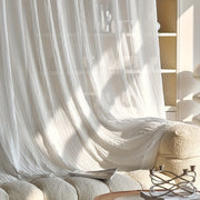 White Sheer Curtain with Rod Pocket for Living Room and Bedroom Decor