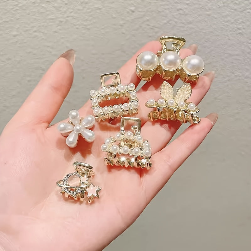 Set of 6 Small Pearl Hair Clips for Women Stylish Hair Accessories