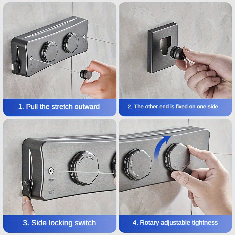 Adjustable 5.1m Stainless Steel Retractable Clothesline for Indoor Balconies