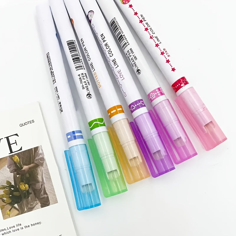 Set of Six Flower-Shaped Pens for Note-Taking and Coloring