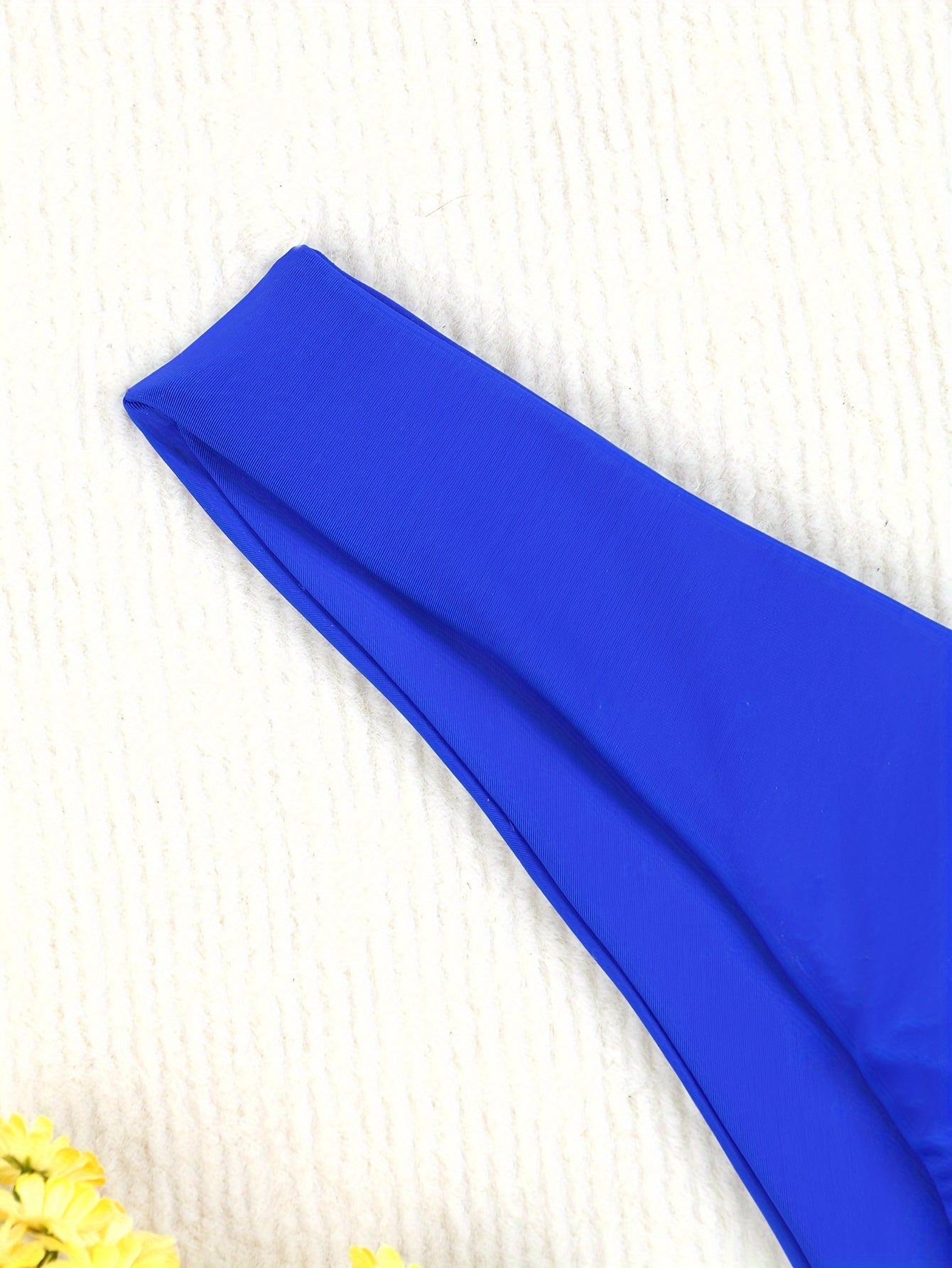 Women's Solid Color High Stretch Nylon Pleated Thong Bikini for Beach Vacation