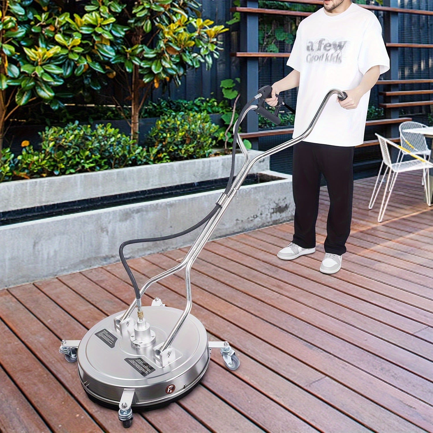 High-Pressure Surface Cleaner Stainless Steel 50.8cm for Electric Power Washers Driveways Decks Sidewalks Patios