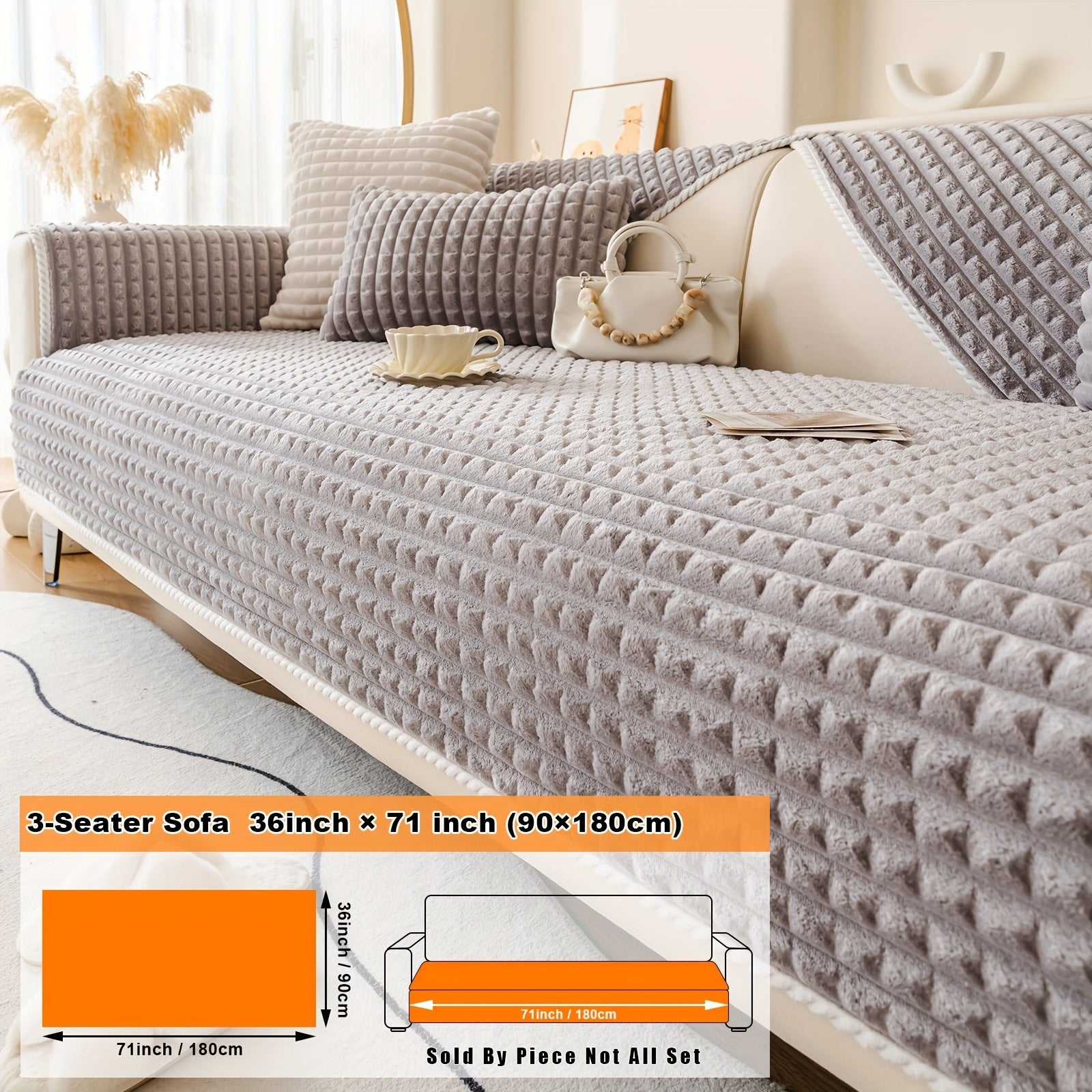 Нескользящая плюшевая накидка на диван для всей мебели, безопасная для домашних животных, легко очищается