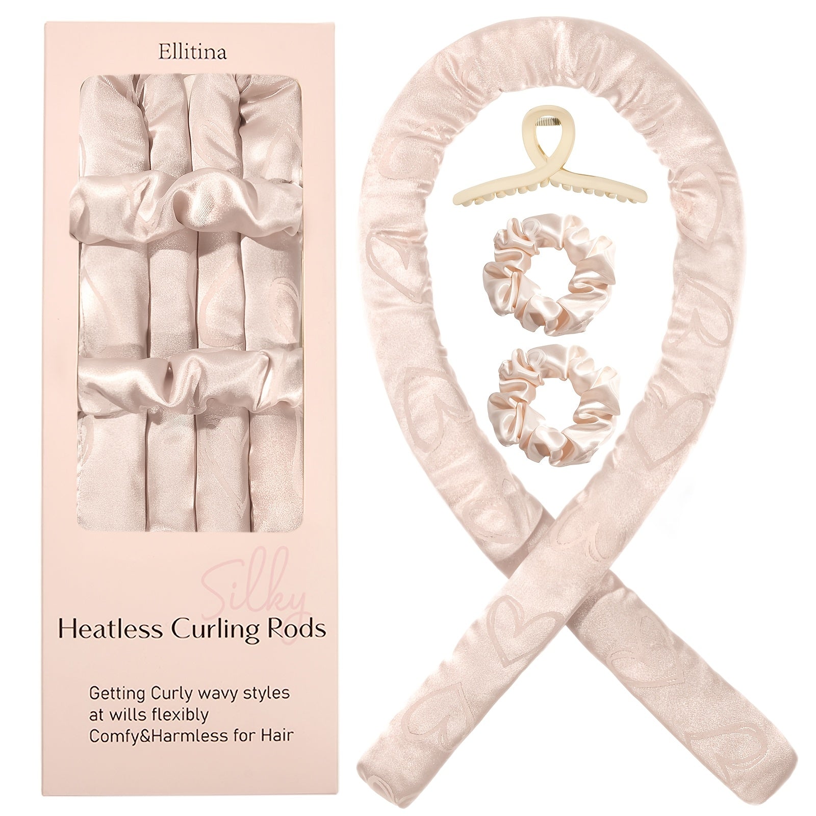 Heatless Satin Hair Curlers Set for Women and Girls with Curling Rod Headband and Loops