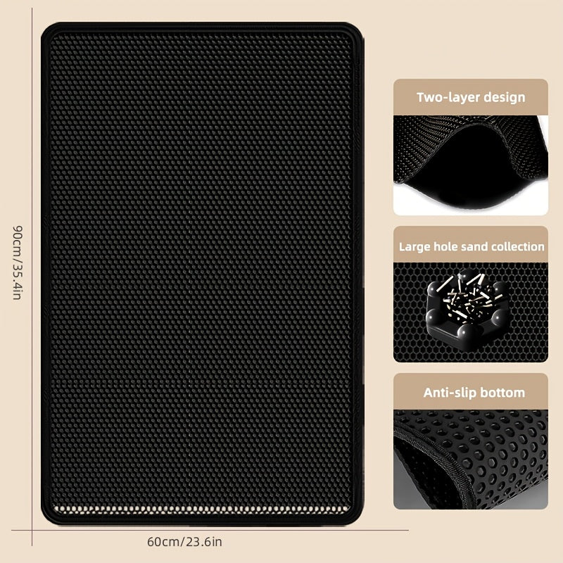 Katta premium mushuk axlat matosi, qayta ishlanadigan, hid chiqarmaydigan, suv o'tkazmaydigan, tozalash oson, hidga qarshi, gilamli axlat qutilari uchun ideal, mustahkam EVA/PE materialidan tayyorlangan.