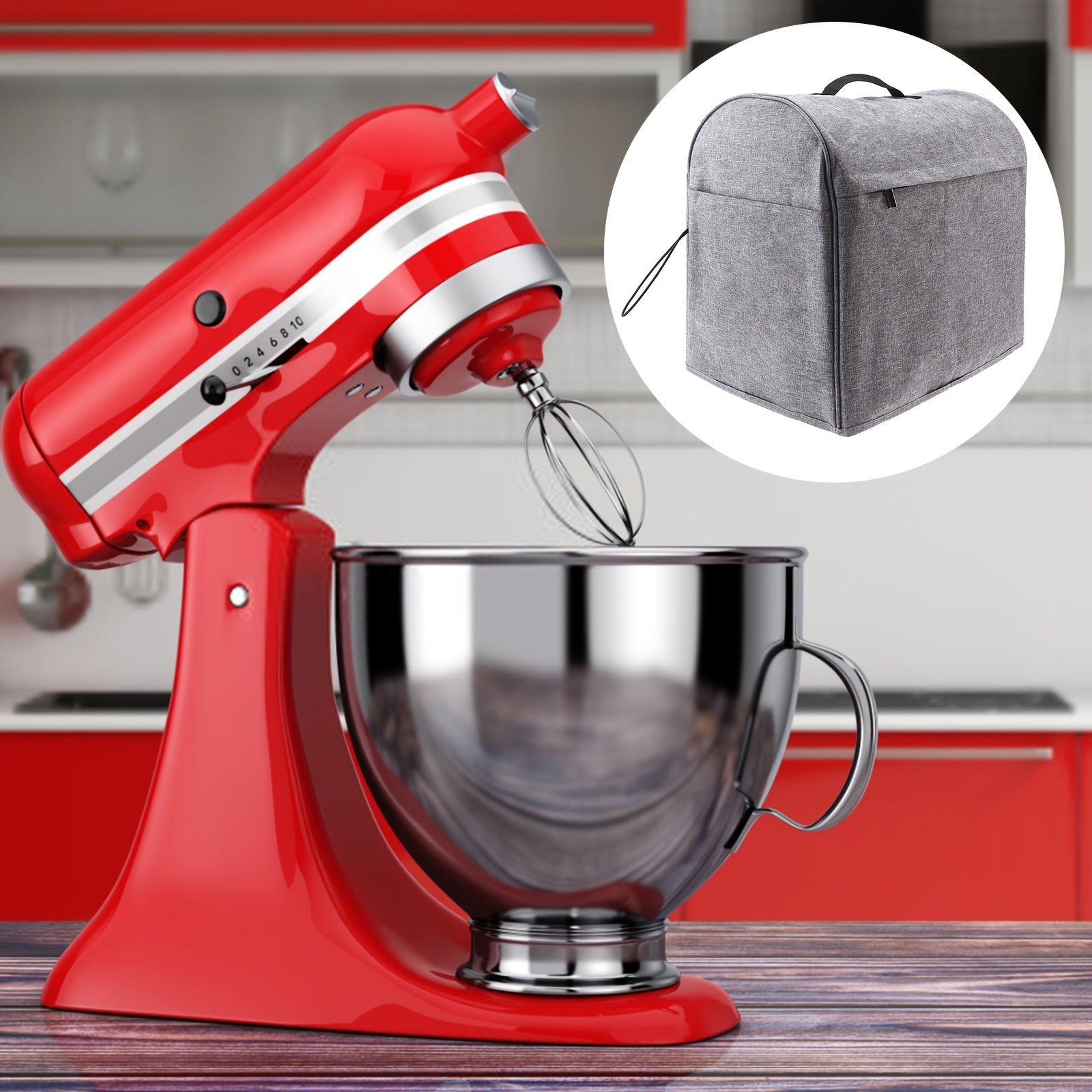 4.5-8QT Stand mikserlar uchun to'plam qopqog'i changga qarshi polyester bilan, saqlash sumkasi bilan