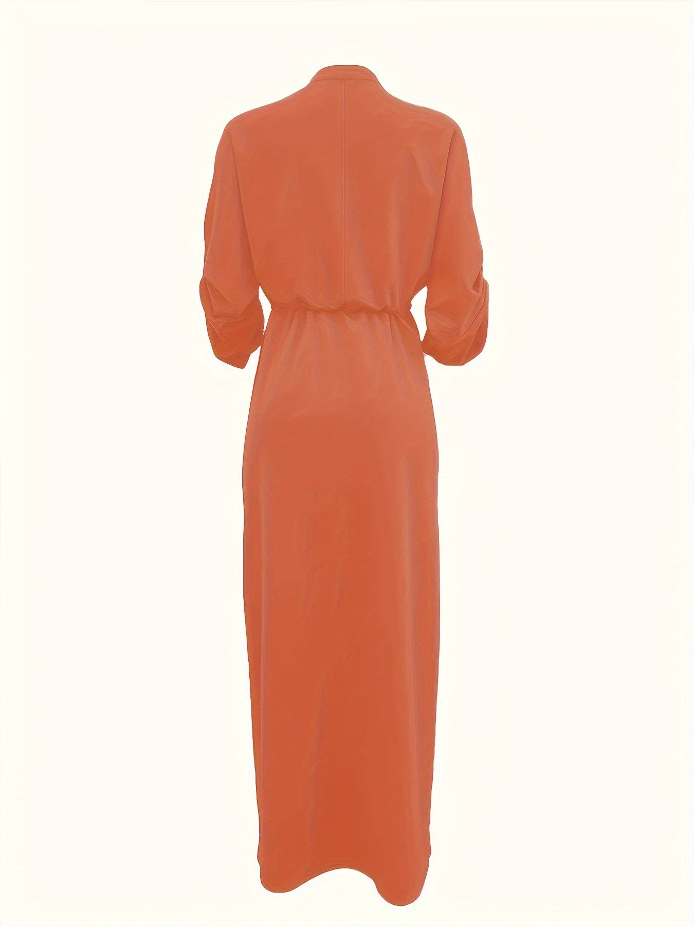 Vestido dividido de poliéster para mujer con cuello redondo, color sólido, elegante túnica