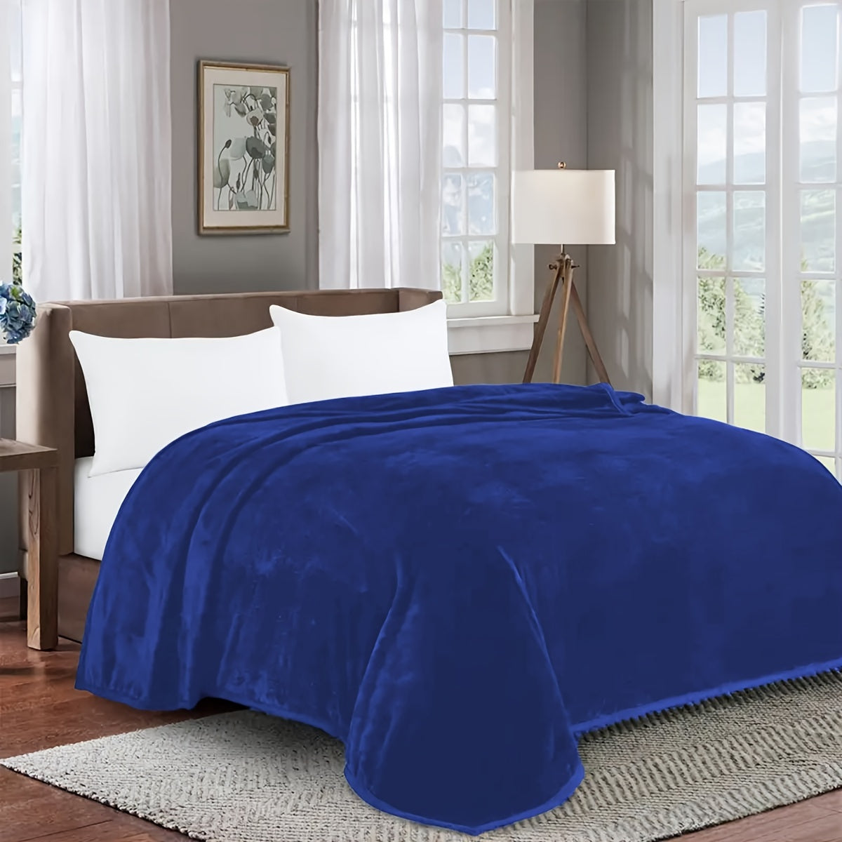 Soft Thick Solid Color Throw Blanket for Couch Sofa Bed Camping Travel