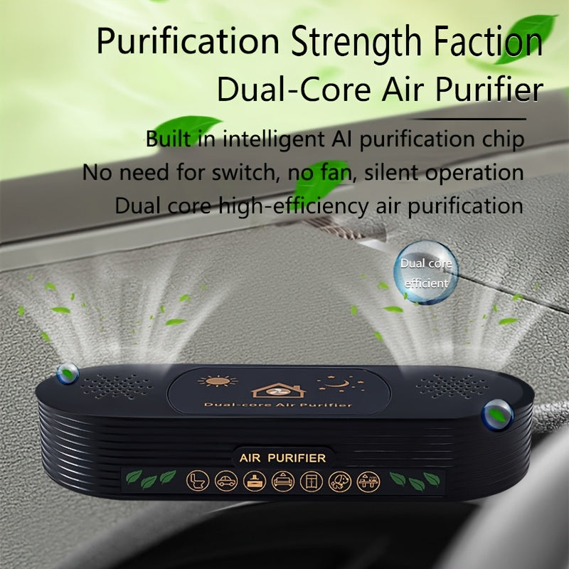 Двухъядерный USB-очиститель воздуха для небольших помещений, устранитель запахов и дыма, бездымный