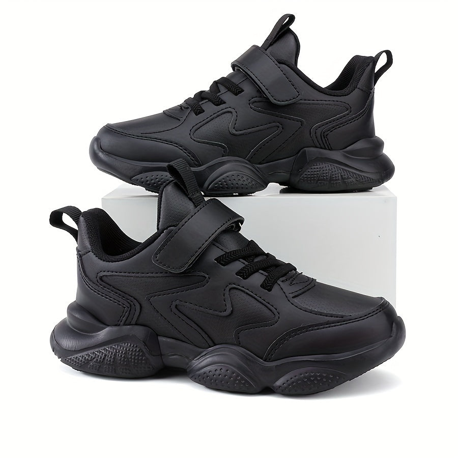 Boys Casual Sneakers Geometric Design Lightweight EVA Sole Breathable Fabric Outdoor Athletic Shoes