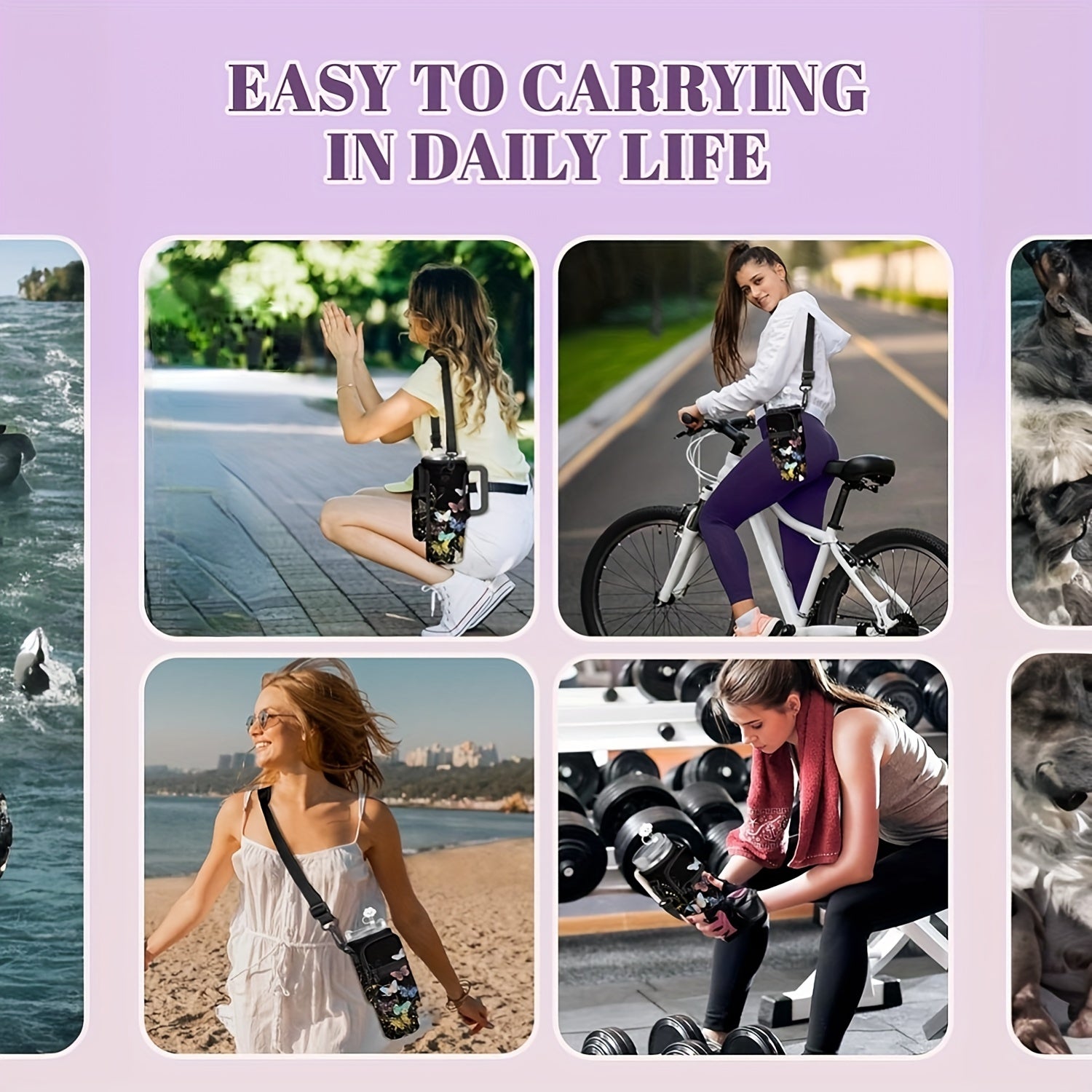 Black Neoprene Cup Holder with Phone Pocket for 40oz Bottles Scratch-Resistant PVC-Free