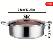 Juego de ollas de sopa de acero inoxidable 4 tamaños ollas de cocina duraderas antiadherentes para uso en interiores y exteriores