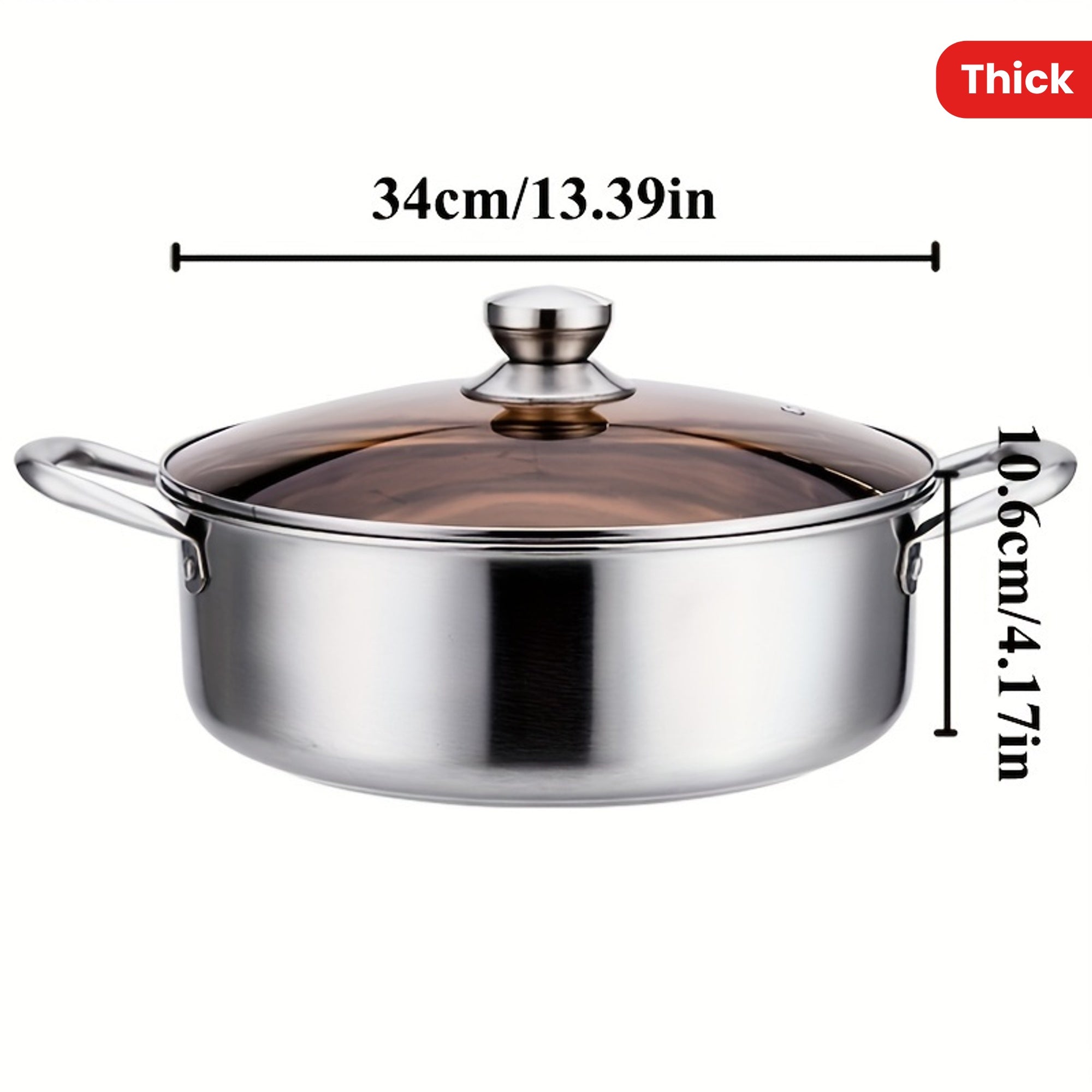 Набор кастрюль из нержавеющей стали 4 размера, антипригарные прочные кастрюли для приготовления пищи для использования внутри и на улице