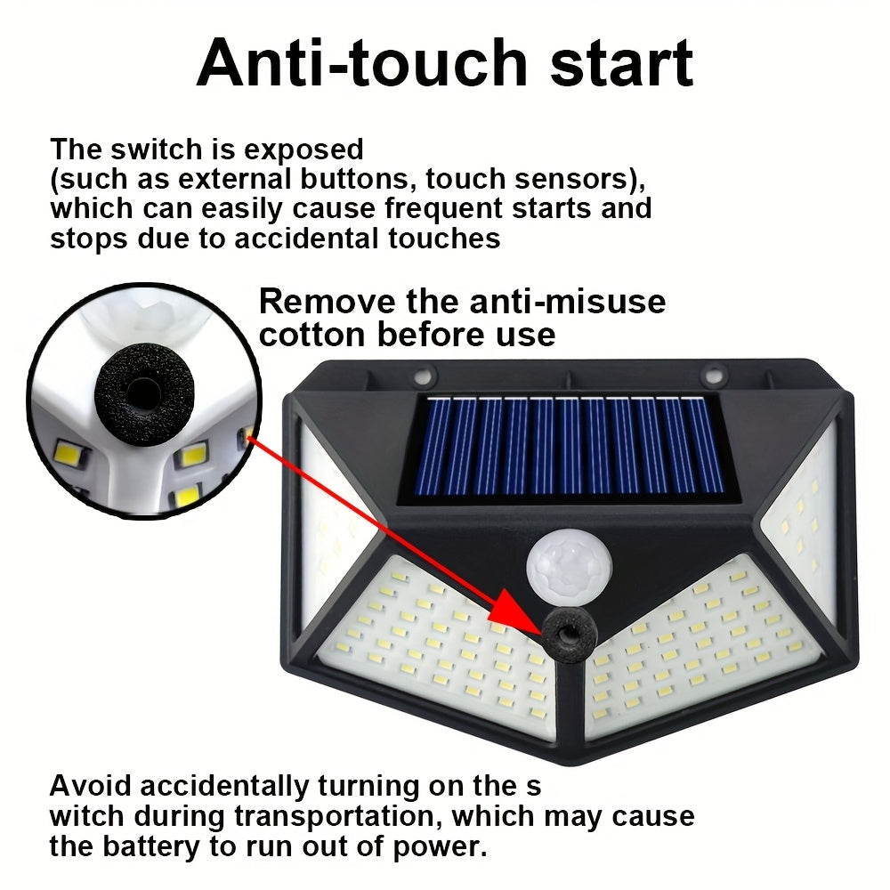 Уличный солнечный настенный светильник 100 LED с датчиком движения, сад, забор, безопасность, двор