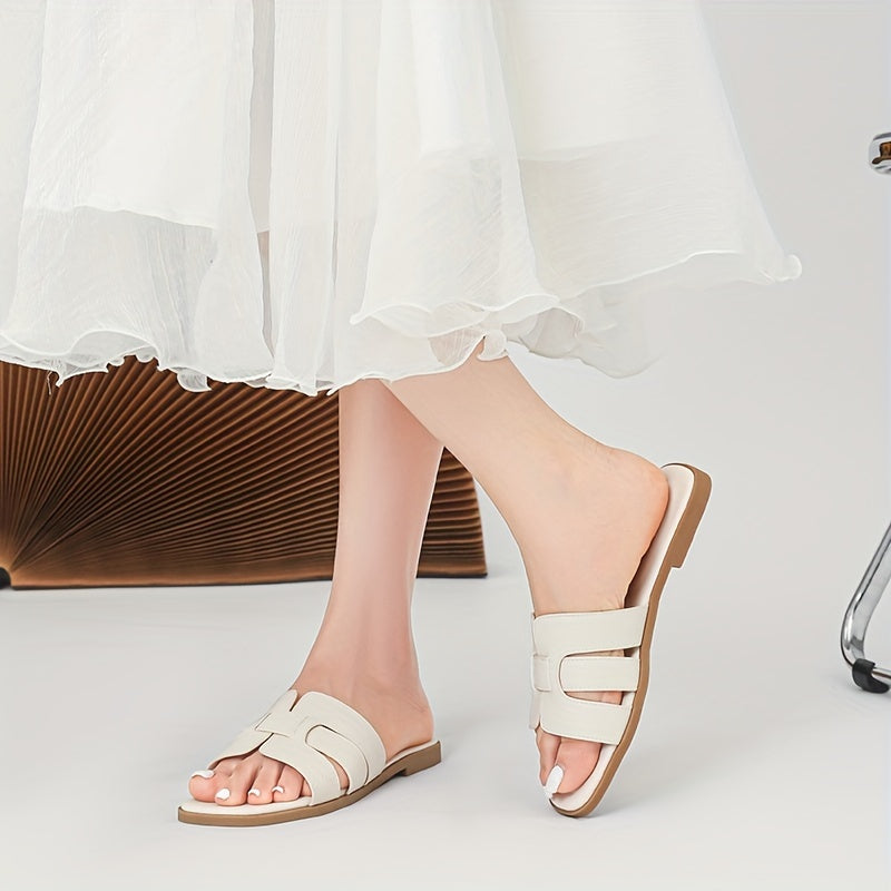 Women Summer Casual Flat Slip-On Sandals Open Toe Rubber Sole