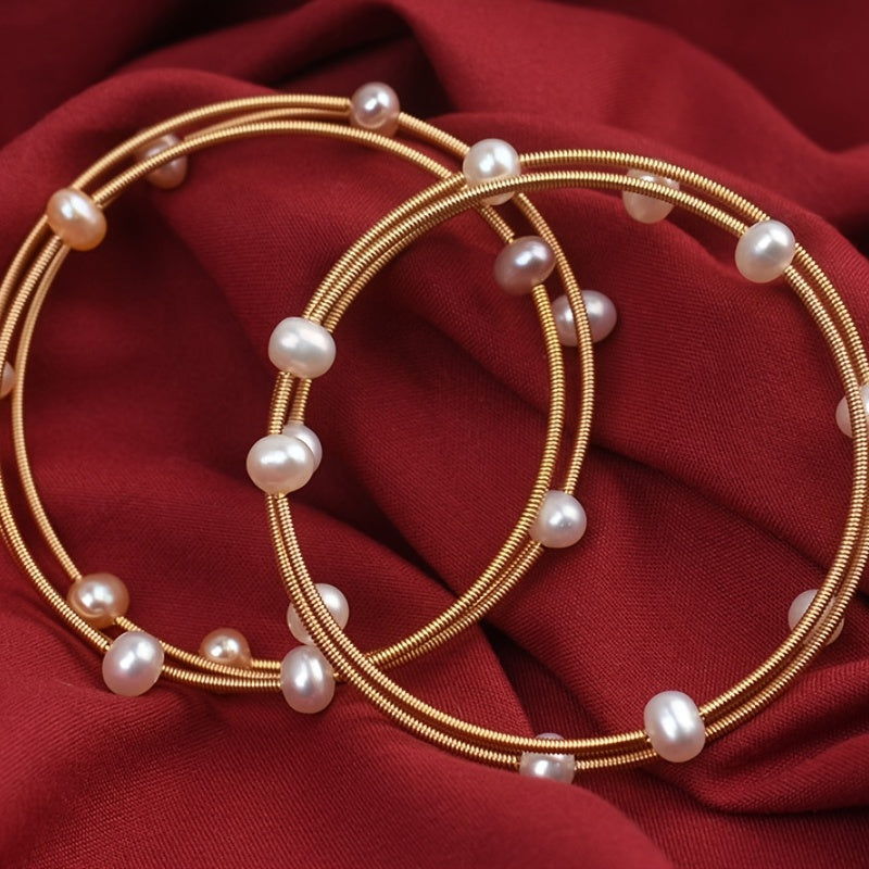 Freshwater Pearl Bracelet with Starry Design and Potato-Shaped Pearls