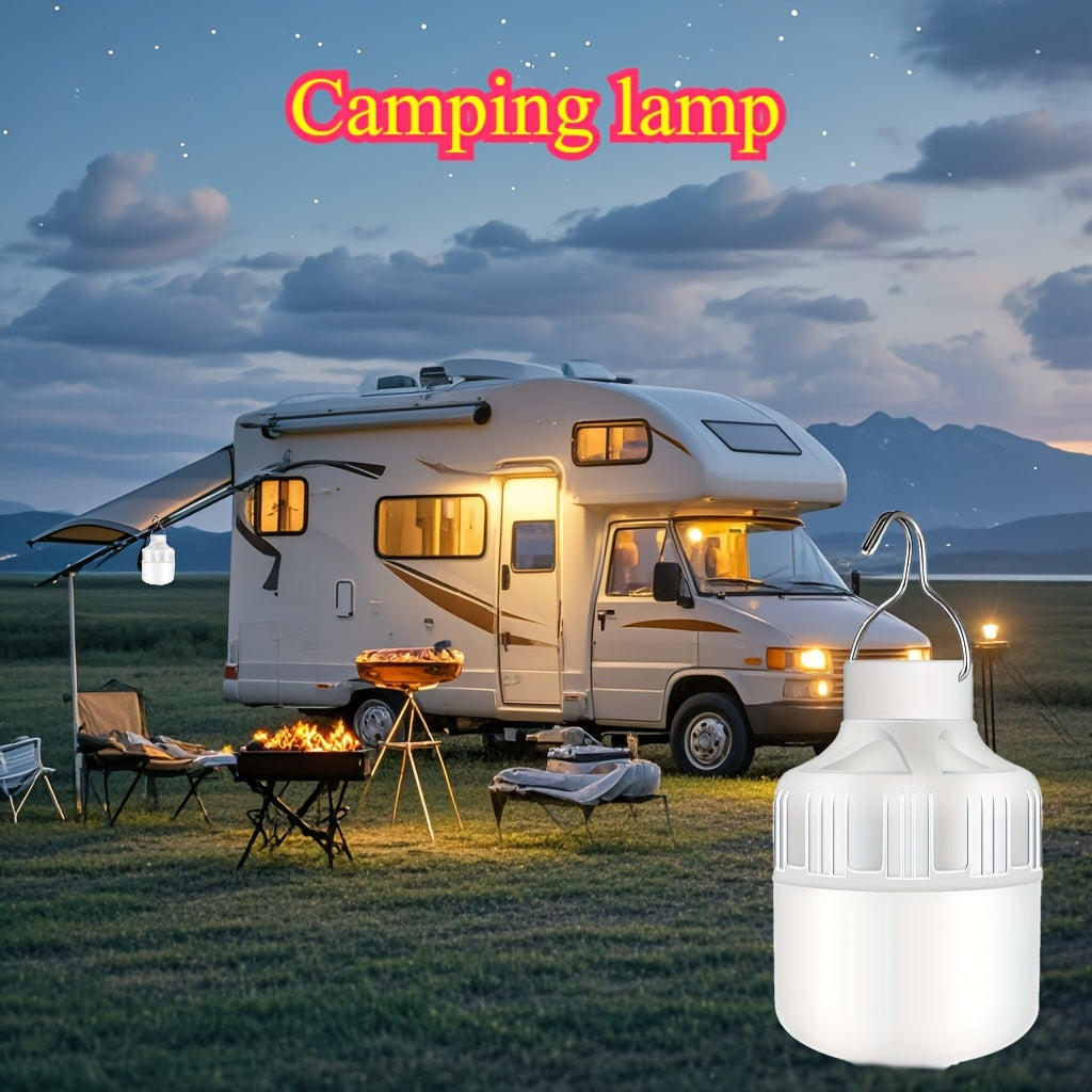 LED Reading Light Bulb Rechargeable with Hook 3 Speed Modes for Camping and Indoor Use