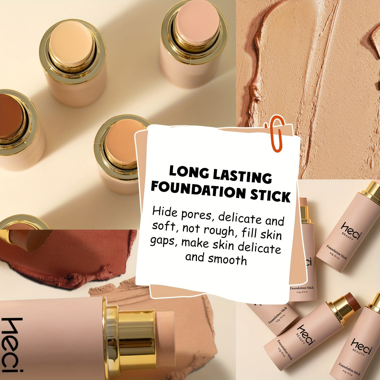 Women's Natural Foundation Stick Long-Lasting Oil-Control Poreless Makeup