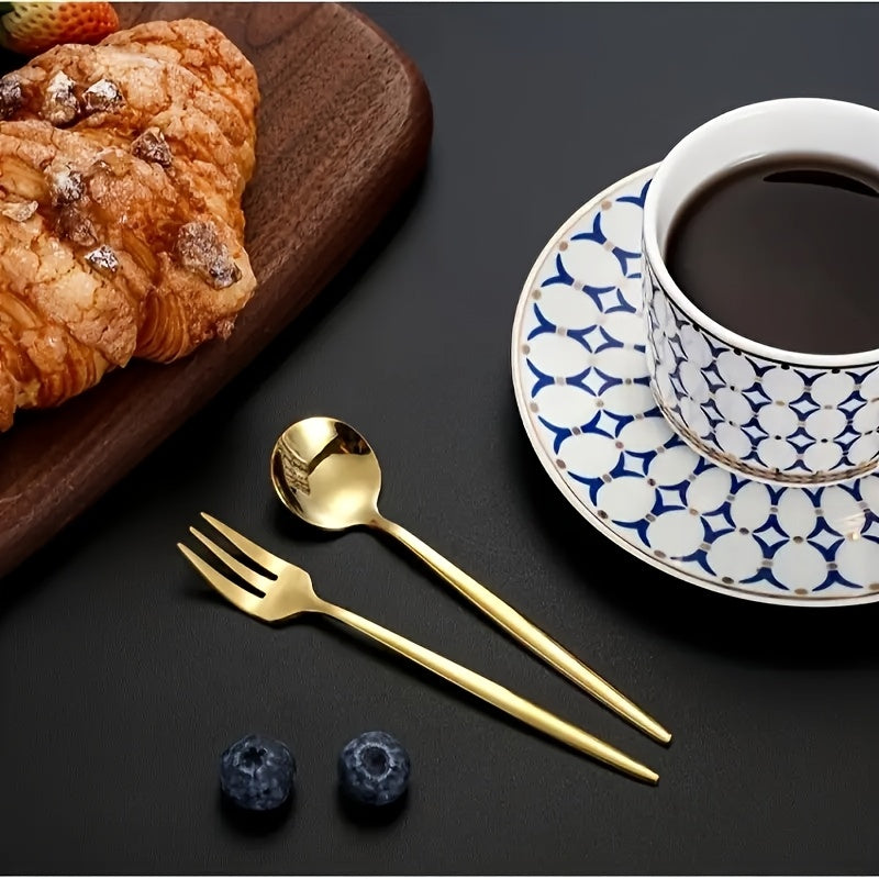 5-Piece Gold Stainless Steel Cutlery Set for Home Kitchen Restaurant Wedding