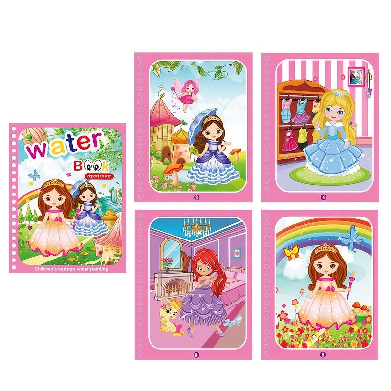 Libro de dibujo con agua para niños, reutilizable, con bolígrafo de agua, papel de colores mezclados