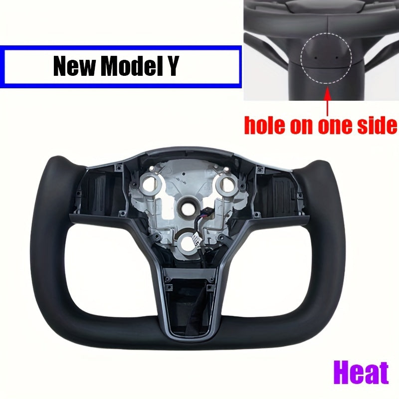 Car Steering Wheel Cover Black White Nappa Yoke for Tesla Model Y 2024