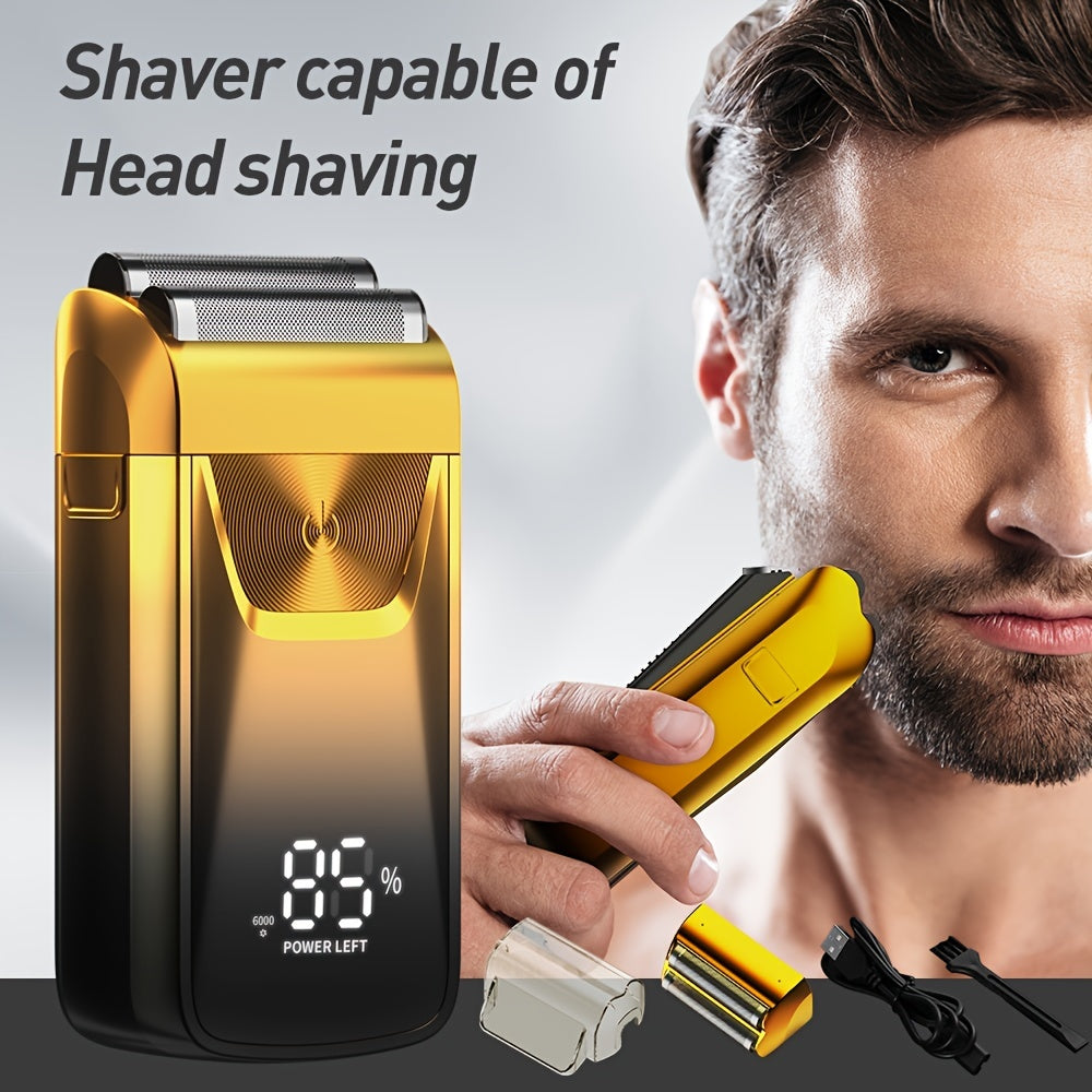 Reciprocating Double Mesh Razor for Shaving Bald Head Temple Hair Outdoor Use Aluminum Foil Clipper for Men
