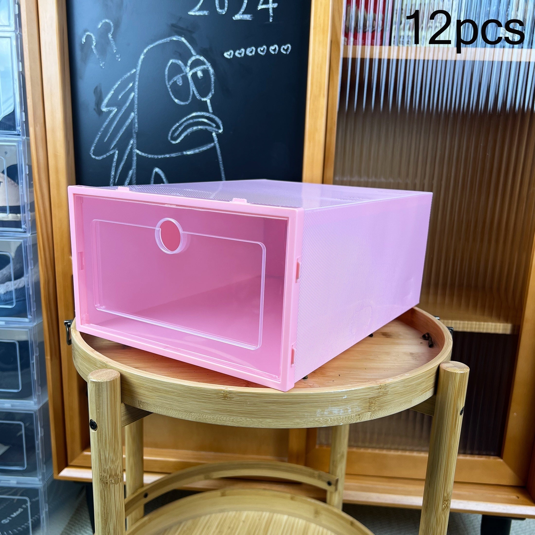12 Pack Transparent Plastic Shoe Storage Boxes Stackable Organizer for Shoes Jewelry Watches