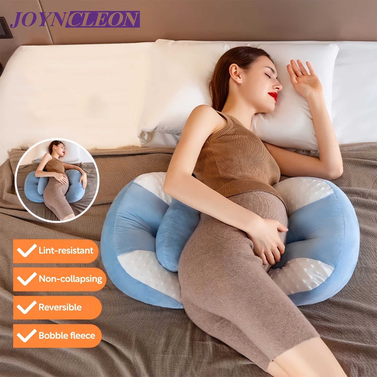 U-Shaped Maternity Pillow Polyester Fiber Adjustable Back Support Lightweight